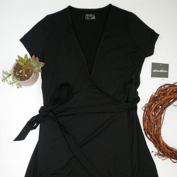 New Eddie Bauer Gorpcore ASTER Black WRAP Travel DRESS PS - Picture 6 of 7